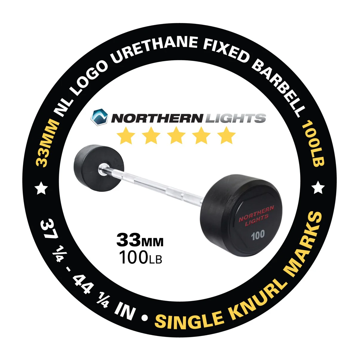 NL Logo Urethane Fixed Barbell, 100 lb - Image 3