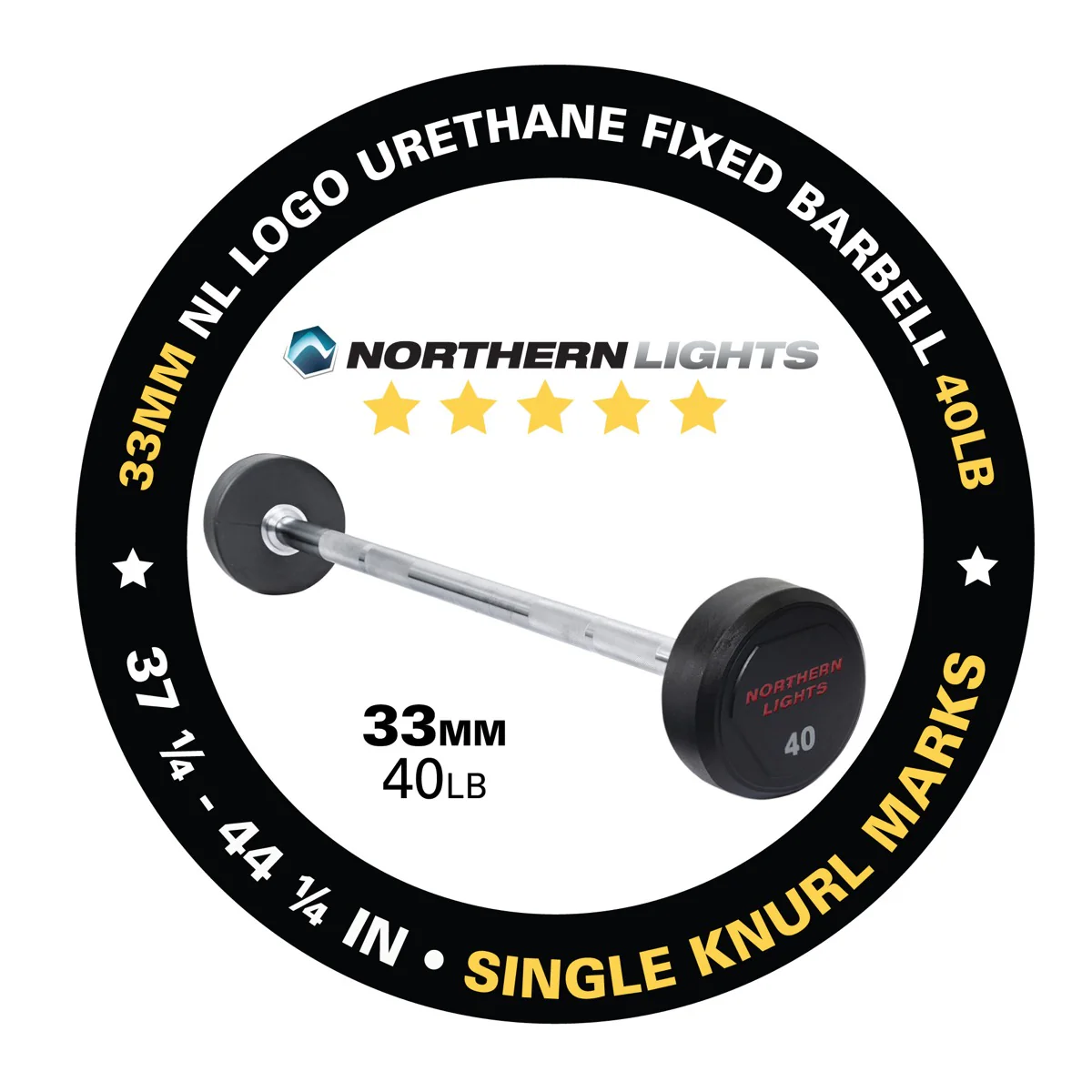 NL Logo Urethane Fixed Barbell, 40 lb - Image 3