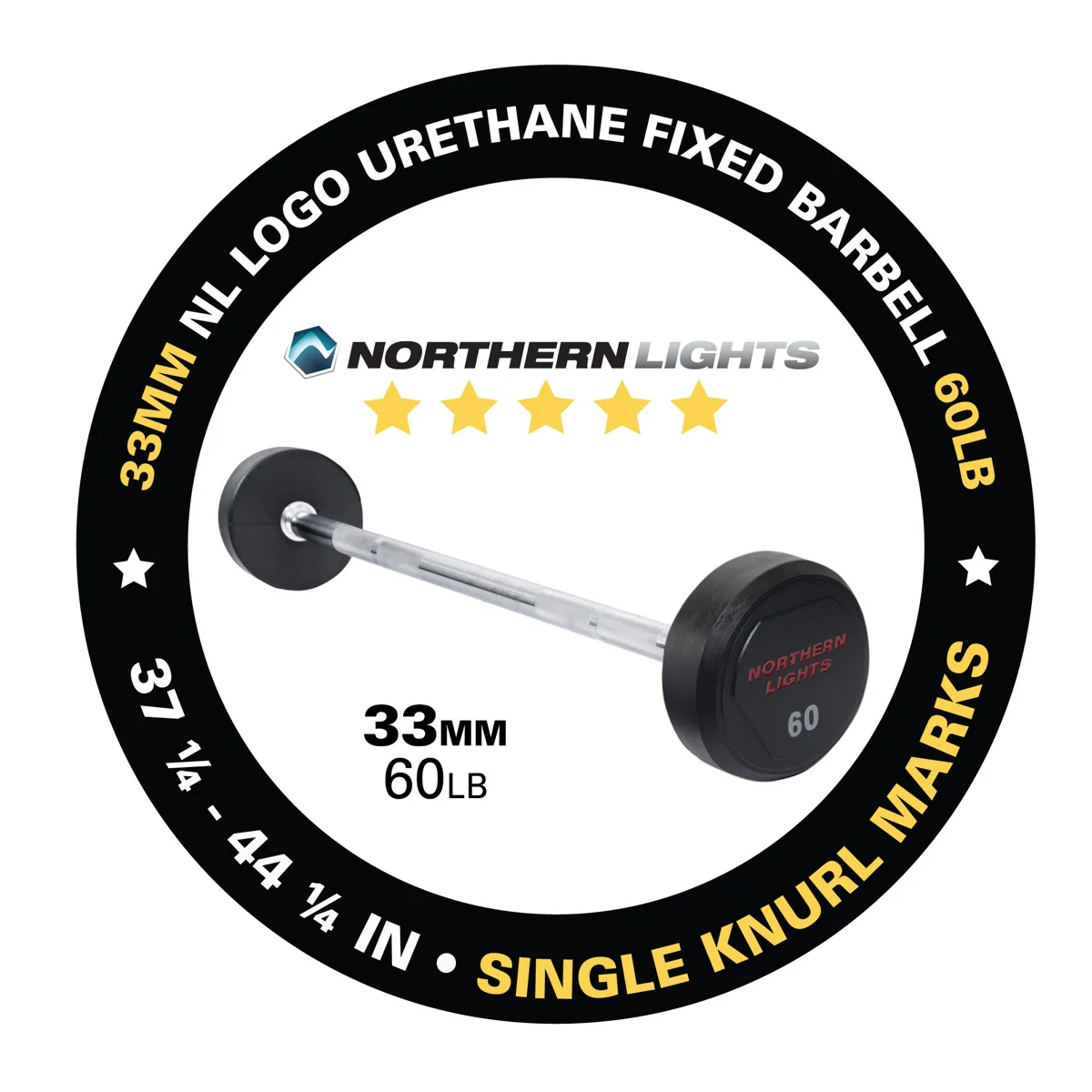 NL Logo Urethane Fixed Barbell, 60 lb - Image 3