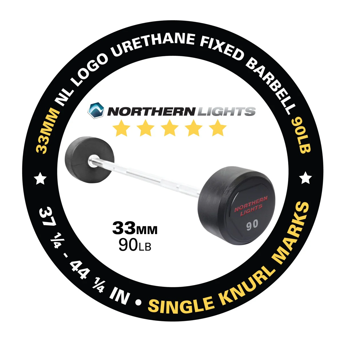 NL Logo Urethane Fixed Barbell, 90 lb - Image 3