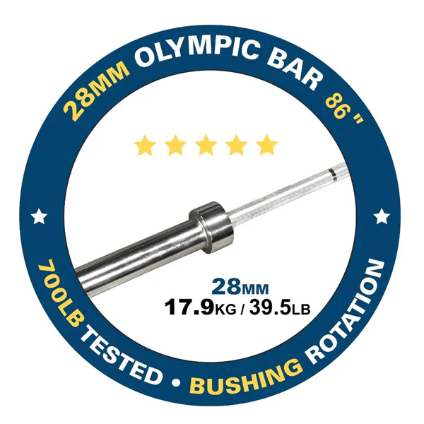 Olympic Bar, 700 lb rating, 28mm, 39.5 lb - Image 4