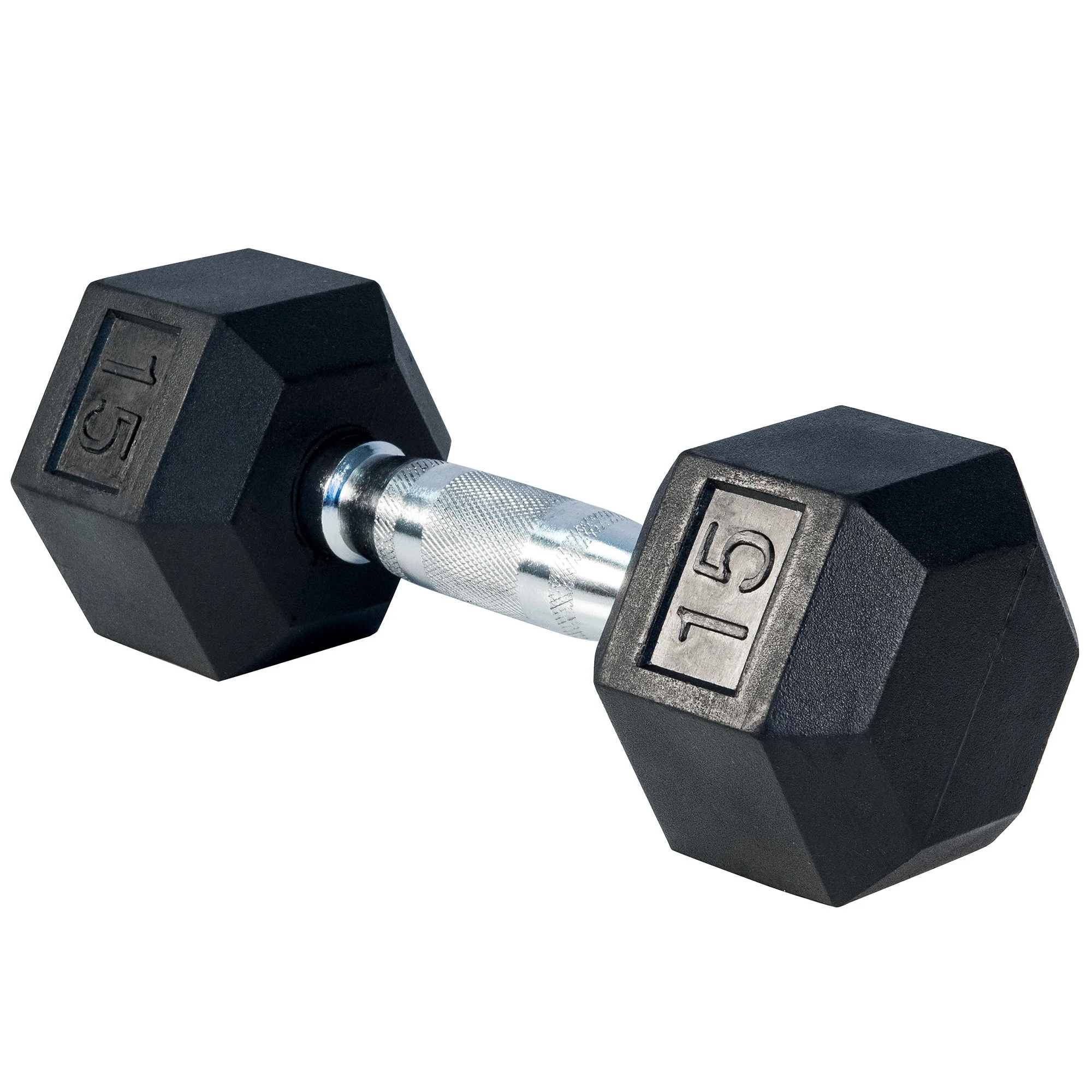 Rubber Hex Dumbbell,e, 15lbs