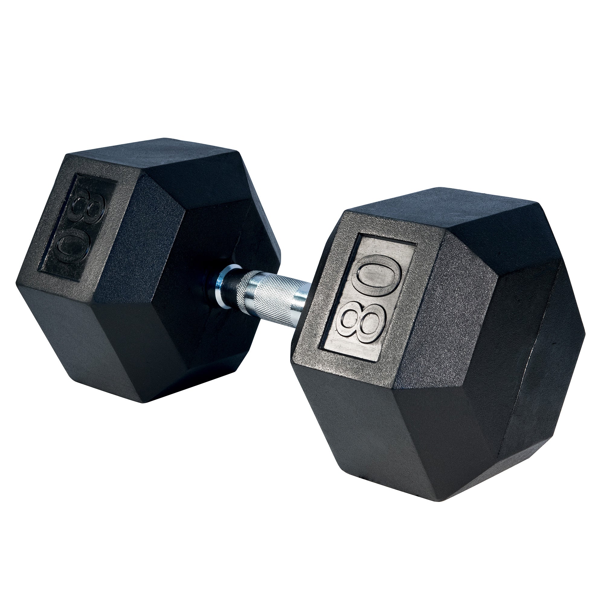 Rubber Hex Dumbbell,u, 80lbs