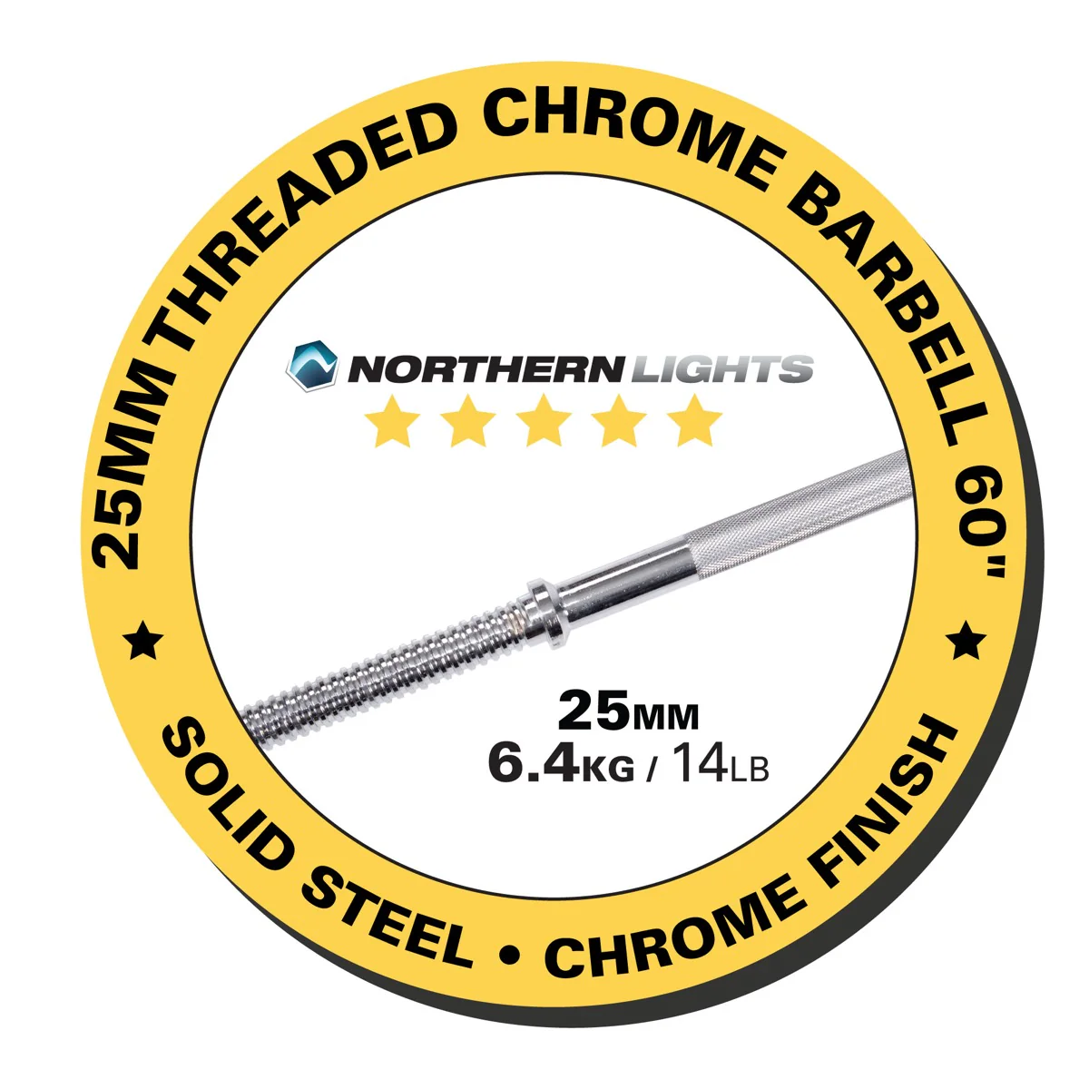 Threaded Chrome 60" Barbell (No Collars) - Image 3