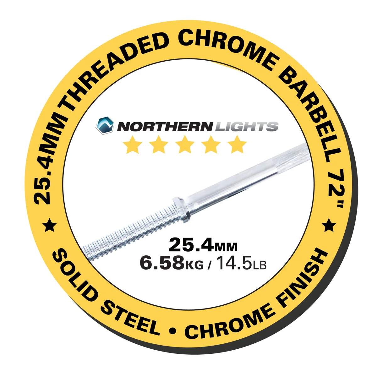 Threaded Chrome 72" Barbell (No Collars) - Image 3