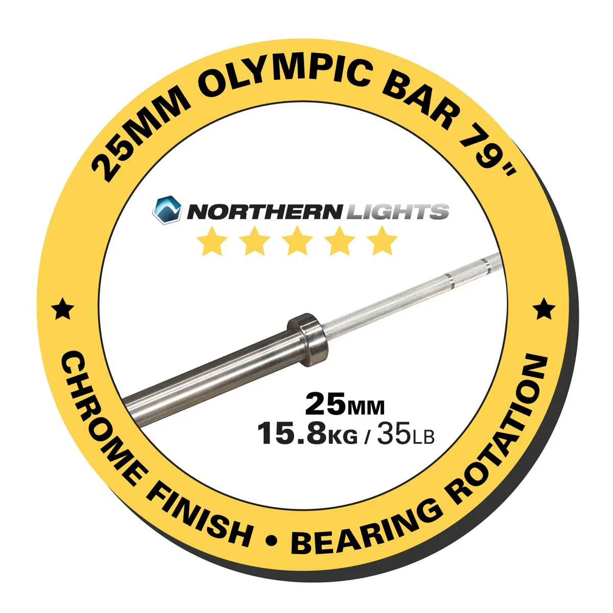 Olympic Bar - 79", 25mm, 35LB - Bearing - Image 4